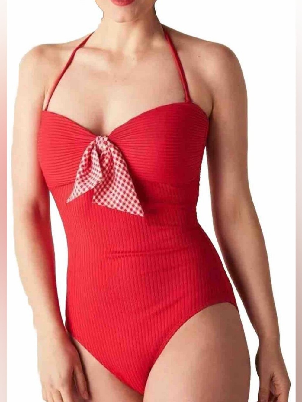MATILDA JANE Enchanted Garden Poolside Party One-Piece Swimsuit Red Sz XL Retro